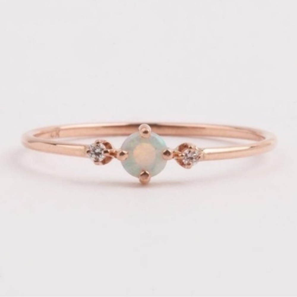 Elegant Opal and Diamond Rose Gold Ring